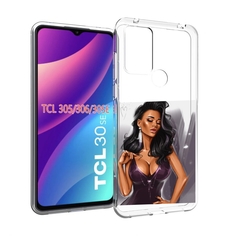 Чехол MyPads нарисованная-девушка-в-фиолетовом-платье женский для TCL 30SE/TCL 305/...