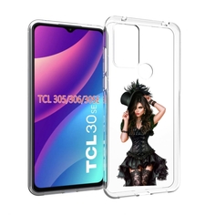 Чехол MyPads стройная-девушка-в-черном-платье для TCL 30SE/305/306/30E