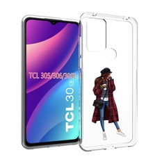 Чехол MyPads девушка-в-клетчатом-пальто для TCL 30SE/305/306/30E