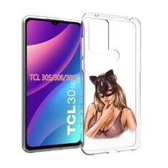 Чехол MyPads девушка-в-купальнике-с-маской-кошки женский для TCL 30SE/TCL 305/TCL 3...