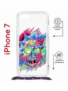 Чехол на iPhone 7/8/SE 2020,2022 MagSafe Kruche Print Многоликий Рик с магнитом,шнурком КruЧЕ