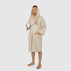 Халат мужской Asil sauna brown xxl вафельный с капюшоном