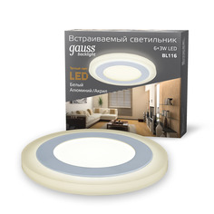 Светильник Gauss Backlight BL116 Кругл. 6+3W, LED 3000K, 540лм,145х31мм,Ø120, 1/40