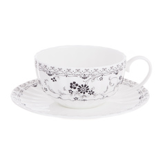 Чашка чайная 370мл с блюдцем дэйзи блэк Hatori Н 1132000 /12879