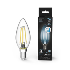 Лампа Gauss LED Filament Свеча E14 7W 580lm 4100К step dimmable 1/10/50