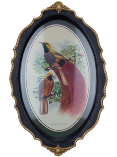 Панно Glasar в овальной резной раме две птицы, 39x24x3 см ГЛАСАР