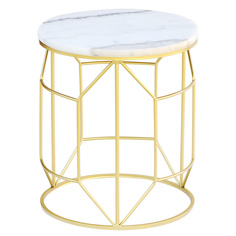 Столик интерьерный Glasar 35х35х45 см с белым мрамором ГЛАСАР