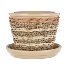 Горшок для цветов с поддоном Viet Thanh С плетеный серый/бежевый d16