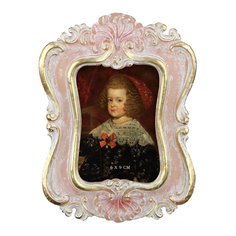 Фоторамка настольная Glasar овальная, розовая с золотым резным декоративным обрамлением, 11x2x14 см ГЛАСАР