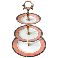 Этажерка 3-х ярусная Thun Cairo Розовый декор, мини кант