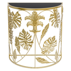 Консоль листья Glasar золотая 58x29x65 см ГЛАСАР