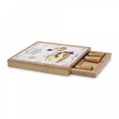 Доска для сыра Easy life Fromage выдвижной ящик 4 ножа