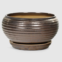 Горшок для цветов с поддоном Viet Thanh полоски бронза d25