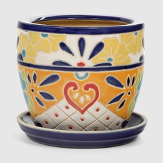 Горшок для цветов с поддоном Viet Thanh Мексиканский стиль d22