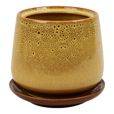 Горшок цветочный Гончар Скарлет люкс с поддоном жёлтый 28х31 см