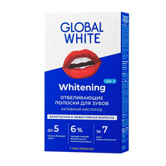 Полоски для отбеливания зубов Global White Teeth Whitenning Strips, 7 полосок
