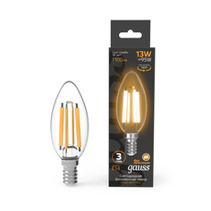 Лампа Gauss Filament Свеча 13W 1100lm 2700К Е14 LED 1/10/50