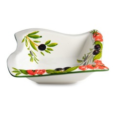 Салатник квадратный с изгибом порционный Edelweiss Томаты и Оливки, 18х18 см