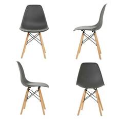 Комплект стульев 4 шт. LEON GROUP для кухни в стиле EAMES DSW, темно-серый