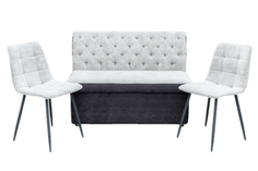 Кухонный диван Монро 120х65 см со стульями (2 шт), обивка моющаяся, антикоготь, серый ТопМебель
