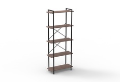 Стеллаж GRETTE в стиле Loft 195x79x36, 5 полок, ясень тёмный шимо