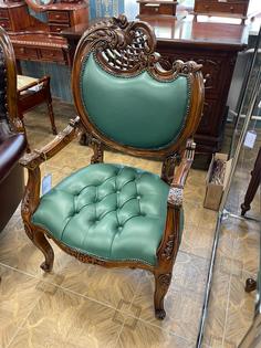 Кресло в зеленой коже Domkorleone C53R
