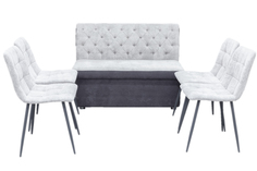Кухонный диван Монро 120х65 см со стульями (4 шт), обивка моющаяся, антикоготь, серый ТопМебель