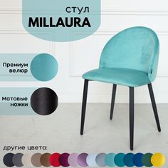 Стул для кухни Stuler Сhairs Millaura, Бирюзовый велюр черные матовые ножки