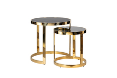 47ED-ET081S-GOLD Столы (наб 2шт) стекло чер.мрам/зол d60*60/d46*50 Garda Decor