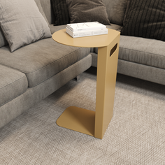 Столик приставной GEN GROUP KNISO Gold в стиле лофт, металлический круглый