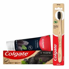 Набор Colgate Паста Эффективное отбеливание с углём+Щетка Бамбук Древесный Уголь