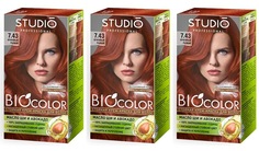 Крем-краска для волос Studio Professional Essem Hair Biocolor Огненный рыжий 7.43 3 шт