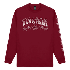 Лонгслив мужской Thrasher Barbed Wire бордовый M