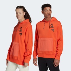 Худи унисекс Adidas Essentials Brandlove Fleece Hoodie (Gender Neutral) оранжевое M