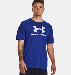 Футболка Under Armour Sportstyle Logo Ss мужская, 77-1329590, Blue-White, размер SM