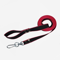 Поводок для собак Хвостатыч с вертлюгом и альпинистским карабином,черно-красный 3.5м*35 мм