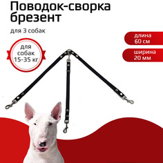 Сворка для собак Хвостатыч, брезент, черный, 60 см х 20 мм