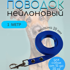 Поводок для собак Хвостатыч, нейлон, голубой, 1 м х 20 мм