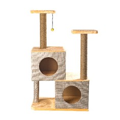 Комплекс для кошек White Cat СД-51 В-1 с когтеточкой, бежевый, дсп, джут, мех, 62x65x37 см Белый Кот