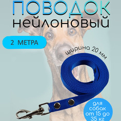 Поводок для собак Хвостатыч, нейлон, голубой, 2 м х 20 мм