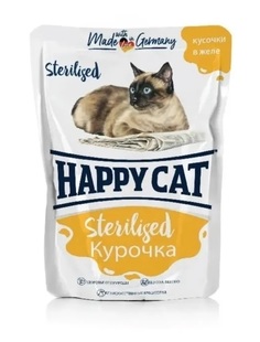 Влажный корм для кошек Happy Cat для стерилизованных, в желе с курочкой, 85 г