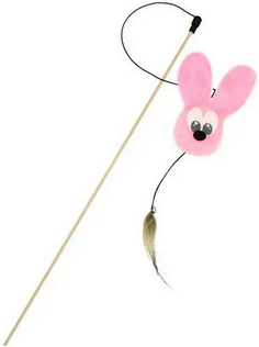 Игрушка для кошек GoSi Махалка МехоЗаяц Клесси на веревке розовый