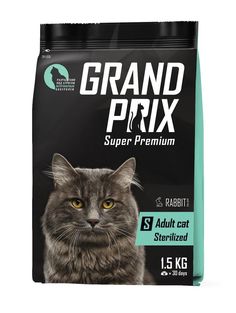 Сухой корм для кошек Grand Prix, для стерилизованных, кролик, 6 шт по 1,5 кг