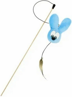 Игрушка для кошек GoSi Махалка МехоЗаяц Кэнди на веревке голубой