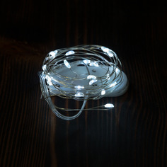 Световая гирлянда новогодняя Led Леска на батарейках 20l 9339 2 м белый холодный