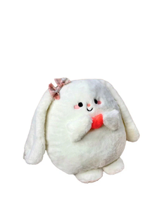 Мягкая игрушка-подушка Postmart Зайка-обнимайка с сердечком, белый, 25 см