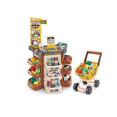 Игровой набор Супермаркет Магазин детский со звуком и светом, коричневый, 79 см, 47 эл No Brand
