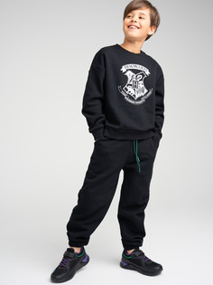 Брюки трикотажные для мальчиков PlayToday, черный, 164