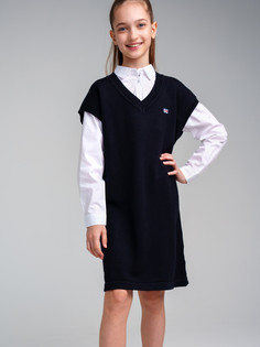 Сарафан трикотажный для девочек PlayToday, тёмно-синий, 134