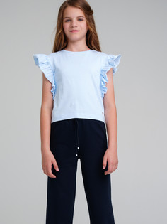 Фуфайка трикотажная для девочек PlayToday (футболка), голубой, 146